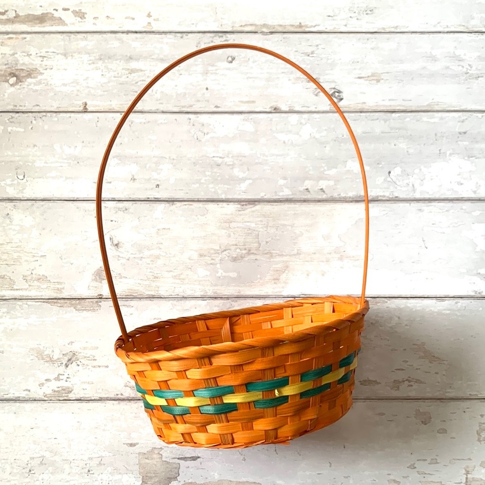 Easter Orange Wicker Decorative Egg Hunt or Gift Basket 10x8x4in